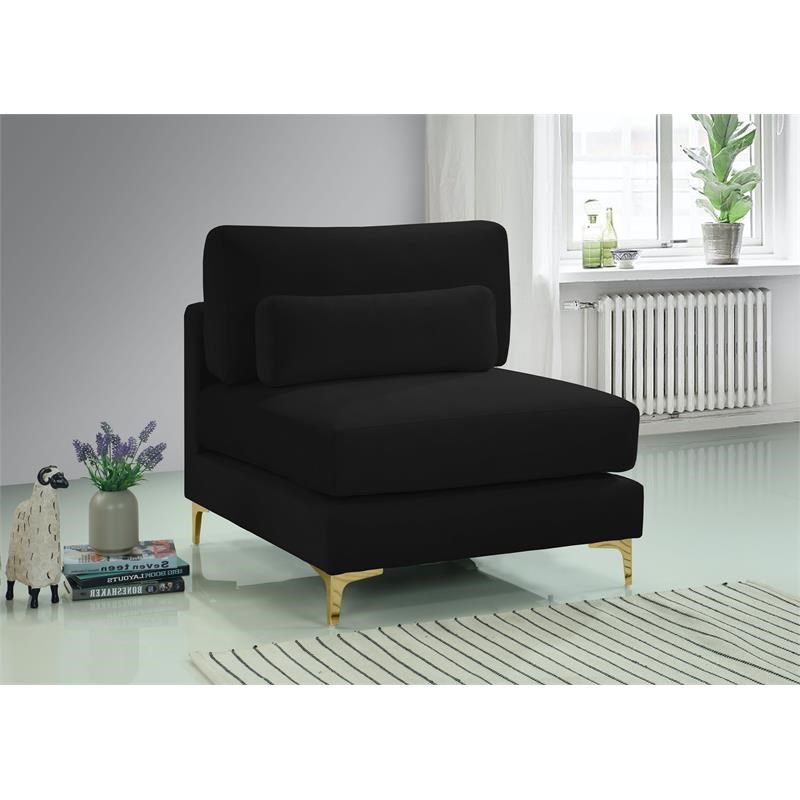 Meridian Furniture Julia Black Velvet Modular Armless Chair
