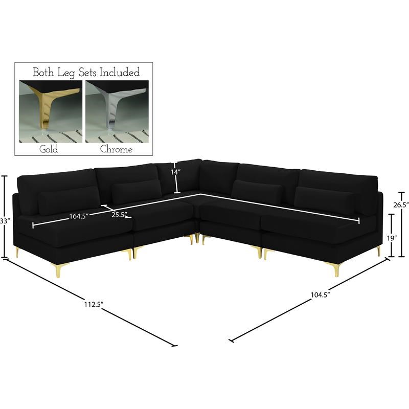 Meridian Furniture Julia Black Velvet Modular Sectional