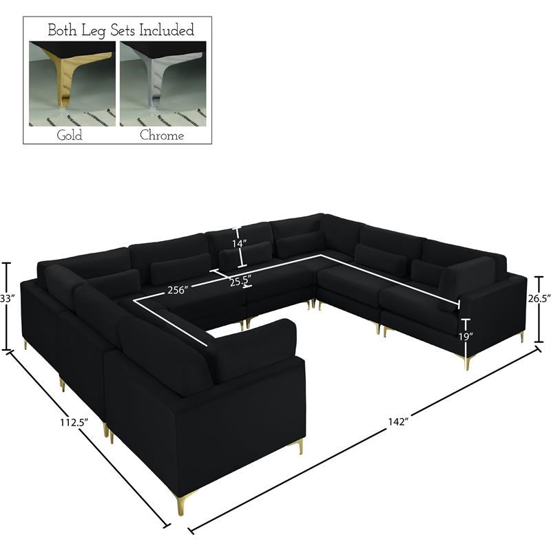 Meridian Furniture Julia Black Velvet Modular Sectional