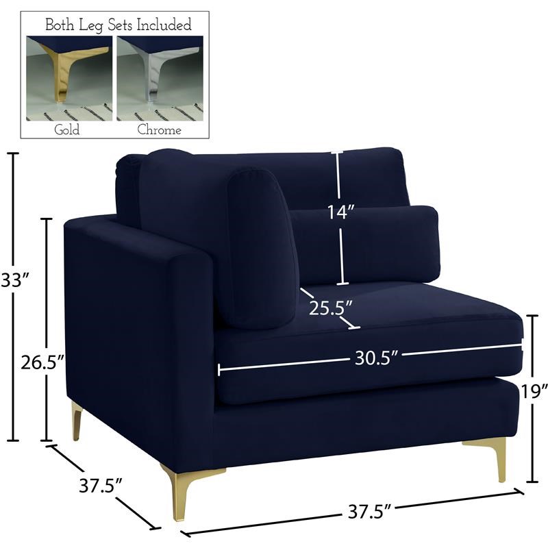 Meridian Furniture Julia Navy Velvet Modular Corner Chair