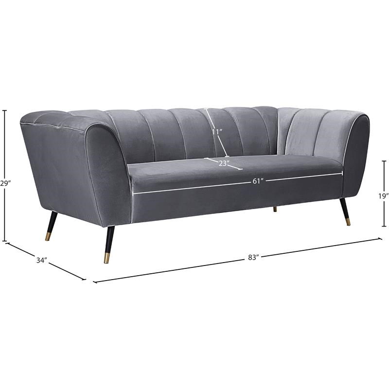Meridian Furniture Beaumont Gray Velvet Sofa