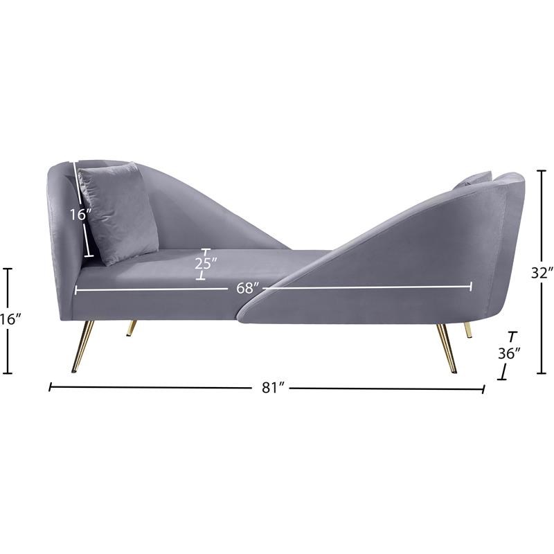 Meridian Furniture Nolan Gray Velvet Chaise