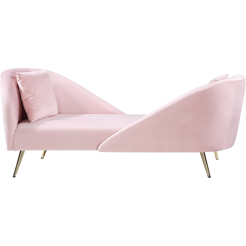 Meridian Furniture Nolan Pink Velvet Chaise
