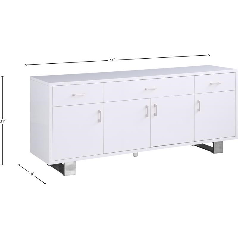 Meridian Furniture Excel Rich White Lacquer Sideboard/Buffet