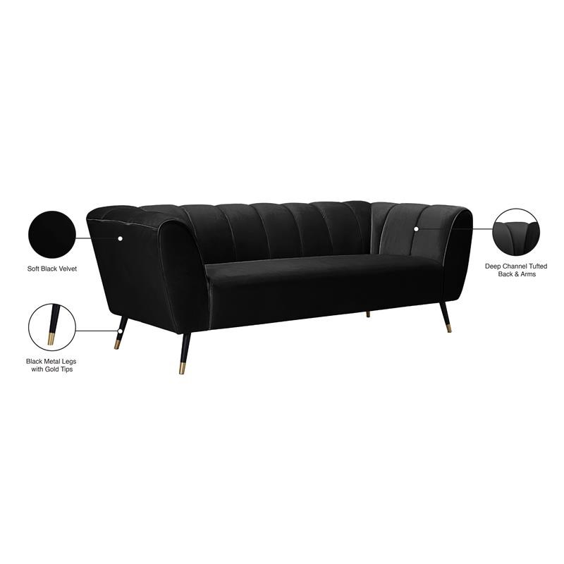 Meridian Furniture Beaumont Black Velvet Sofa