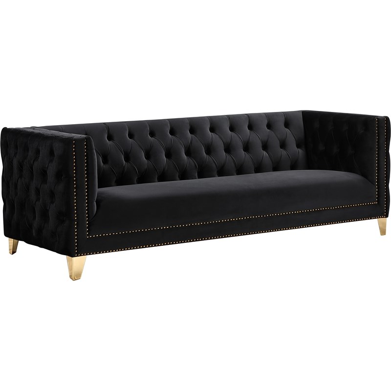 Meridian Furniture Michelle Black Velvet Sofa