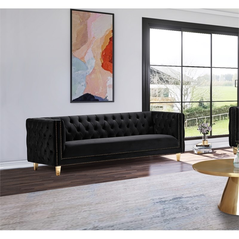 Meridian Furniture Michelle Black Velvet Sofa