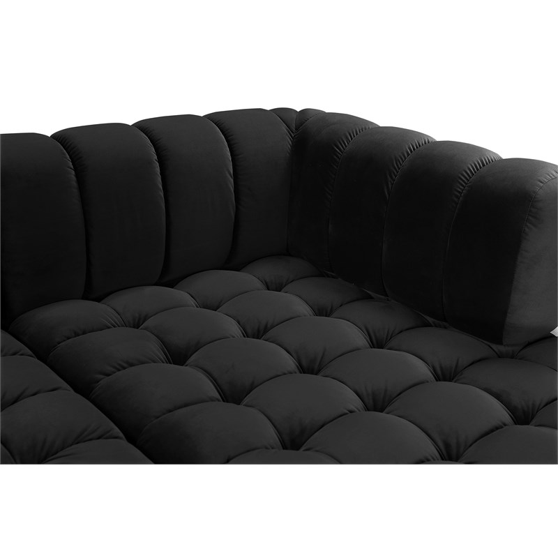 Meridian Furniture Gwen Black Velvet 3pc. Sectional