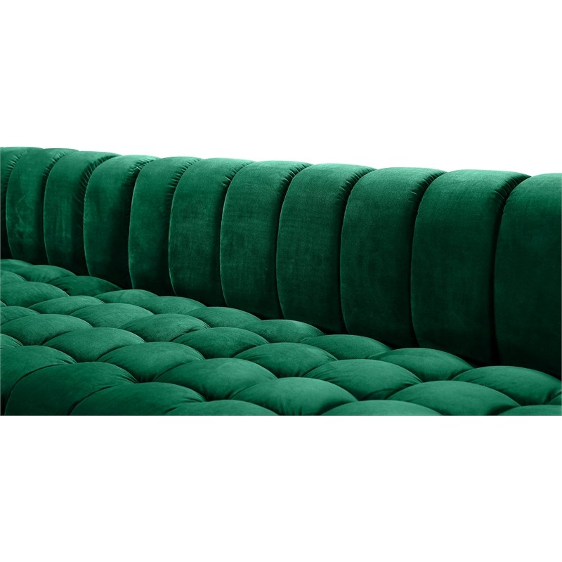 Meridian Furniture Gwen Green Velvet 3pc. Sectional