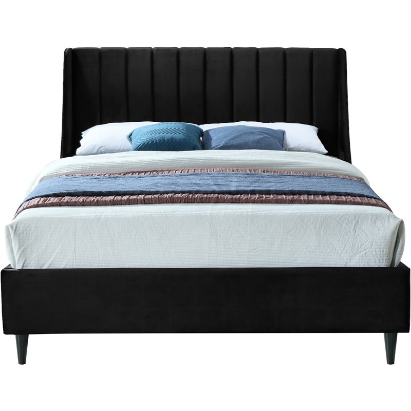 Meridian Furniture Eva Black Velvet Upholstered Full Bed