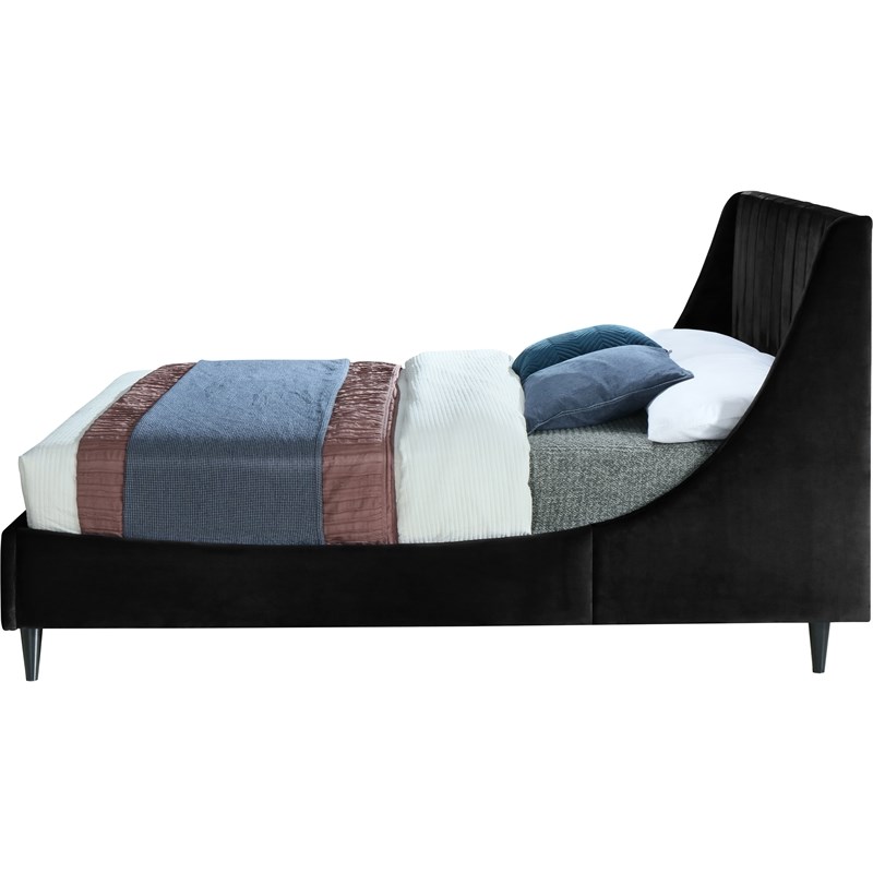 Meridian Furniture Eva Black Velvet Upholstered Full Bed