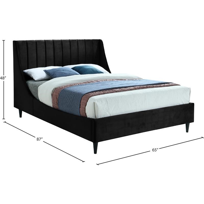 Meridian Furniture Eva Black Velvet Upholstered Queen Bed