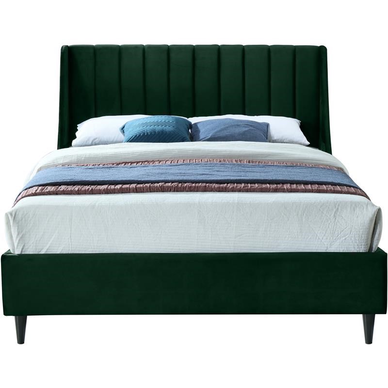 Meridian Furniture Eva Green Velvet Upholstered Queen Bed