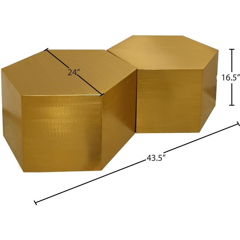 Meridian Furniture Hexagon Brushed Gold 2 Piece Modular Coffee Table