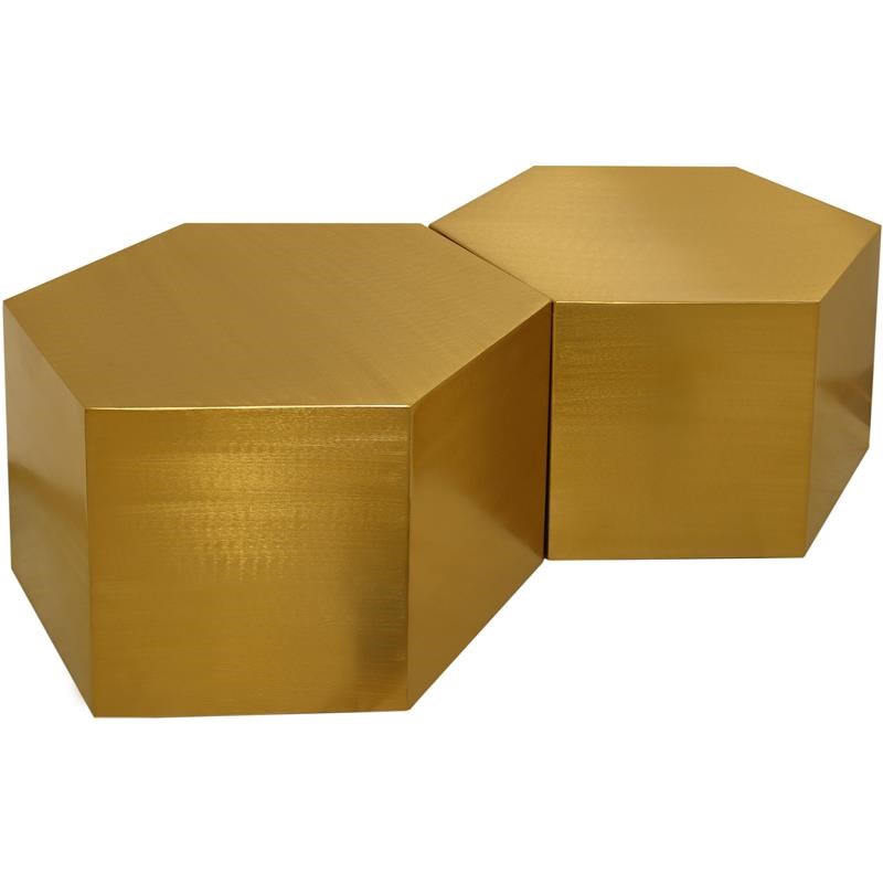 Meridian Furniture Hexagon Brushed Gold 2 Piece Modular Coffee Table