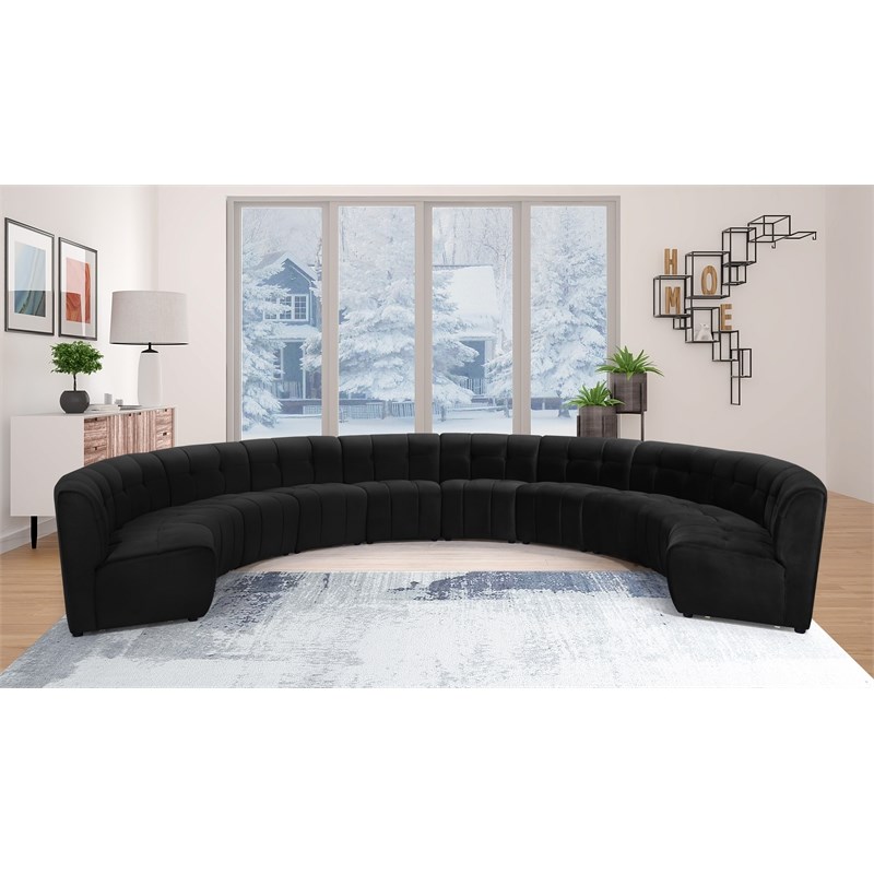 Meridian Furniture Limitless Black Velvet Modular 10 Piece Sectional