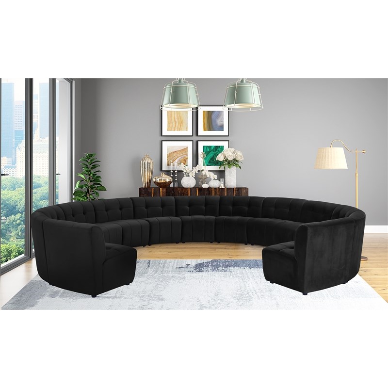 Meridian Furniture Limitless Black Velvet Modular 13 Piece Sectional