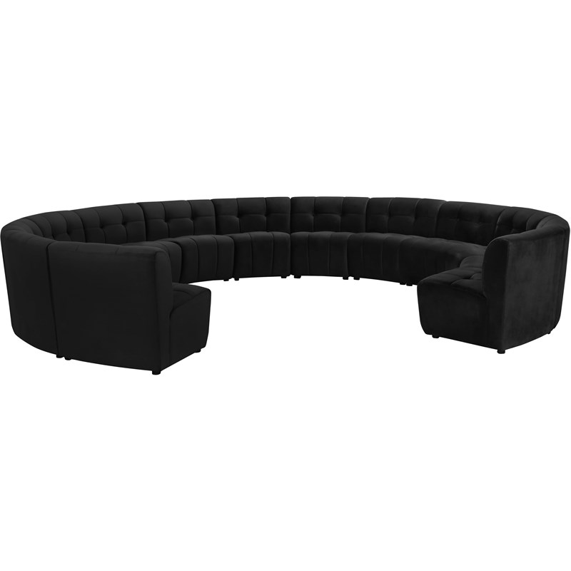 Meridian Furniture Limitless Black Velvet Modular 13 Piece Sectional