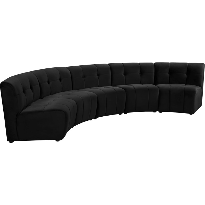 Meridian Furniture Limitless Black Velvet Modular 5 Piece Sectional