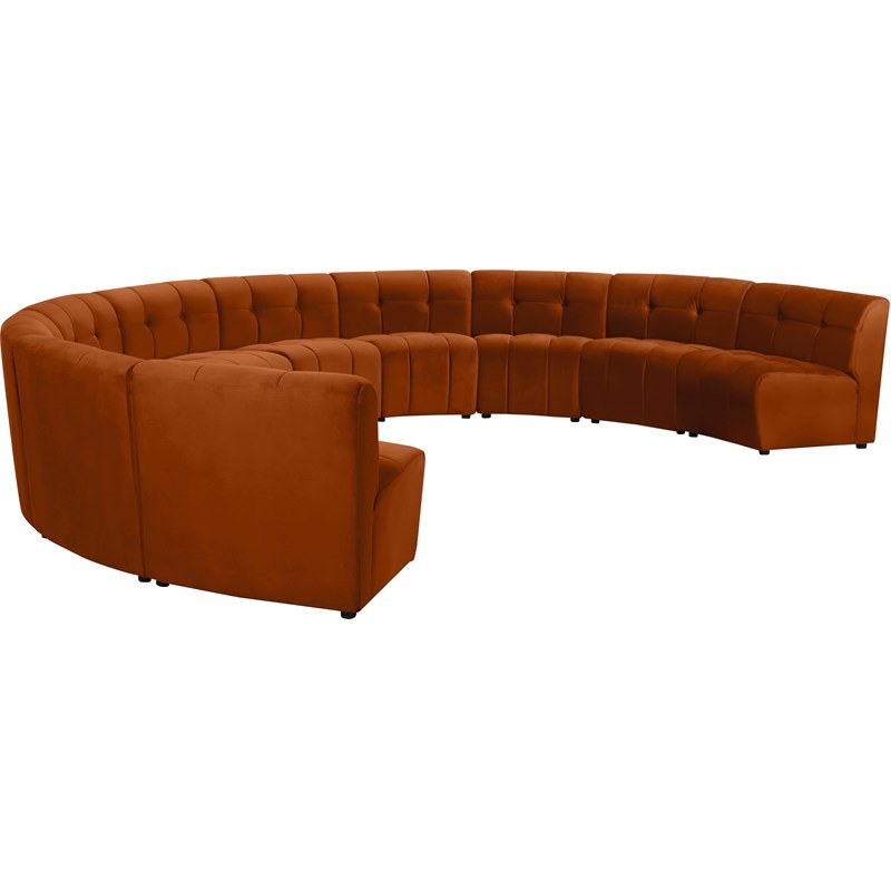Meridian Furniture Limitless Cognac Velvet Modular 10 Piece Sectional