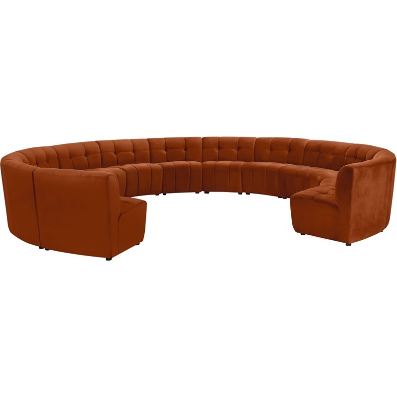 Meridian Furniture Limitless Cognac Velvet Modular 13 Piece Sectional