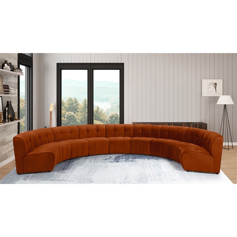Meridian Furniture Limitless Cognac Velvet Modular 9 Piece Sectional