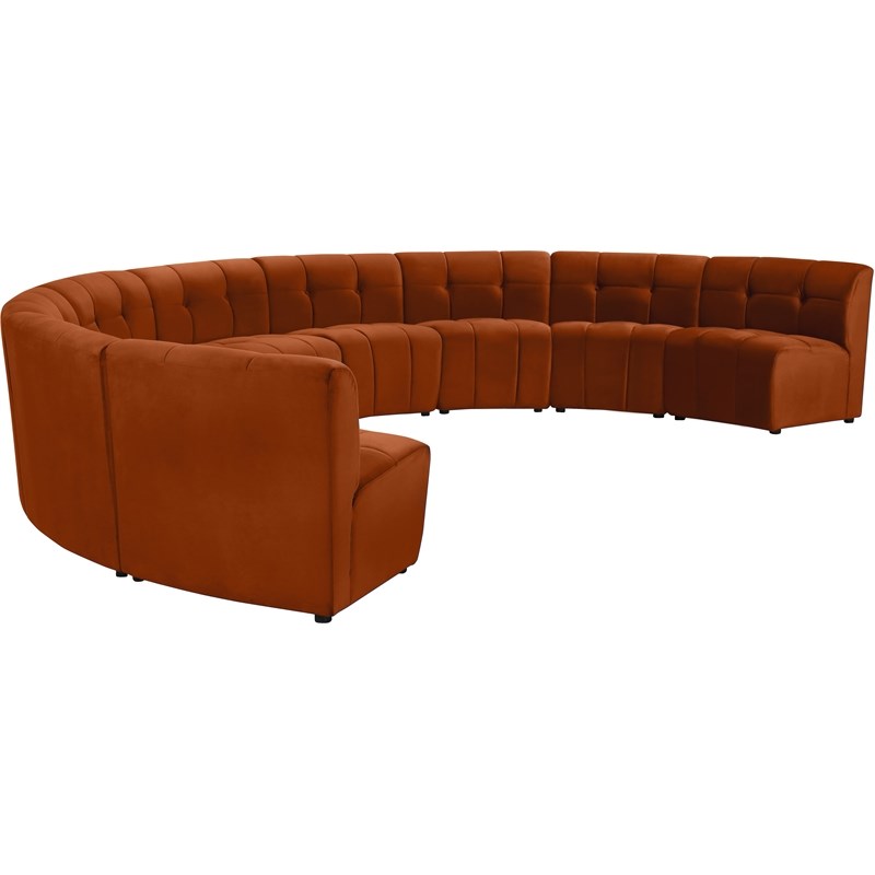 Meridian Furniture Limitless Cognac Velvet Modular 9 Piece Sectional