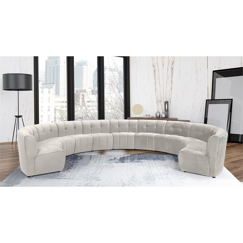 Meridian Furniture Limitless Cream Velvet Modular 11 Piece Sectional