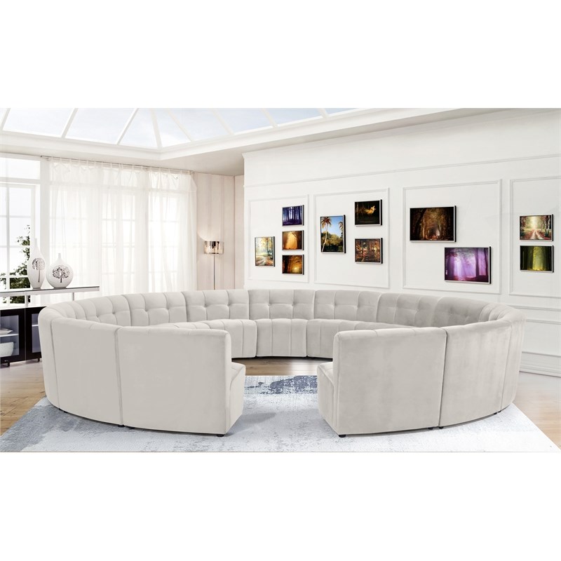 Meridian Furniture Limitless Cream Velvet Modular 15 Piece Sectional