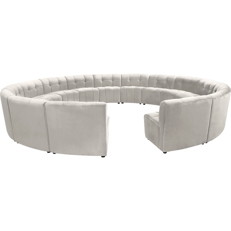Meridian Furniture Limitless Cream Velvet Modular 15 Piece Sectional