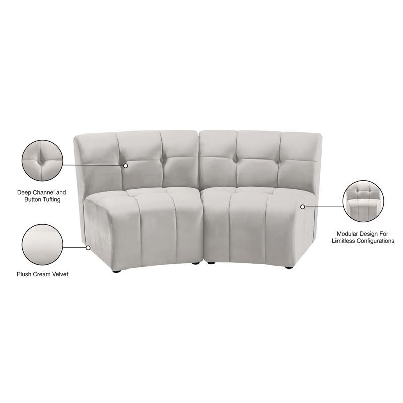Meridian Furniture Limitless Cream Velvet Modular Loveseat