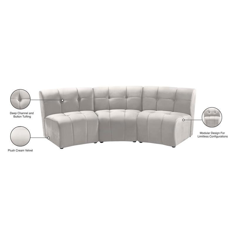Meridian Furniture Limitless Cream Velvet Modular Sofa