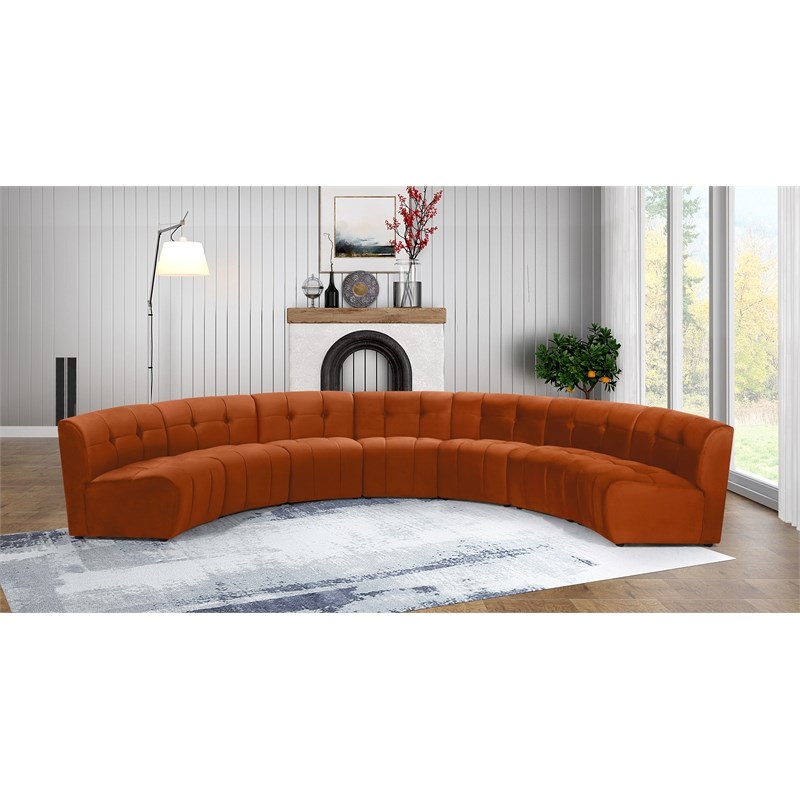 Meridian Furniture Limitless Cream Velvet Modular 7 Piece Sectional