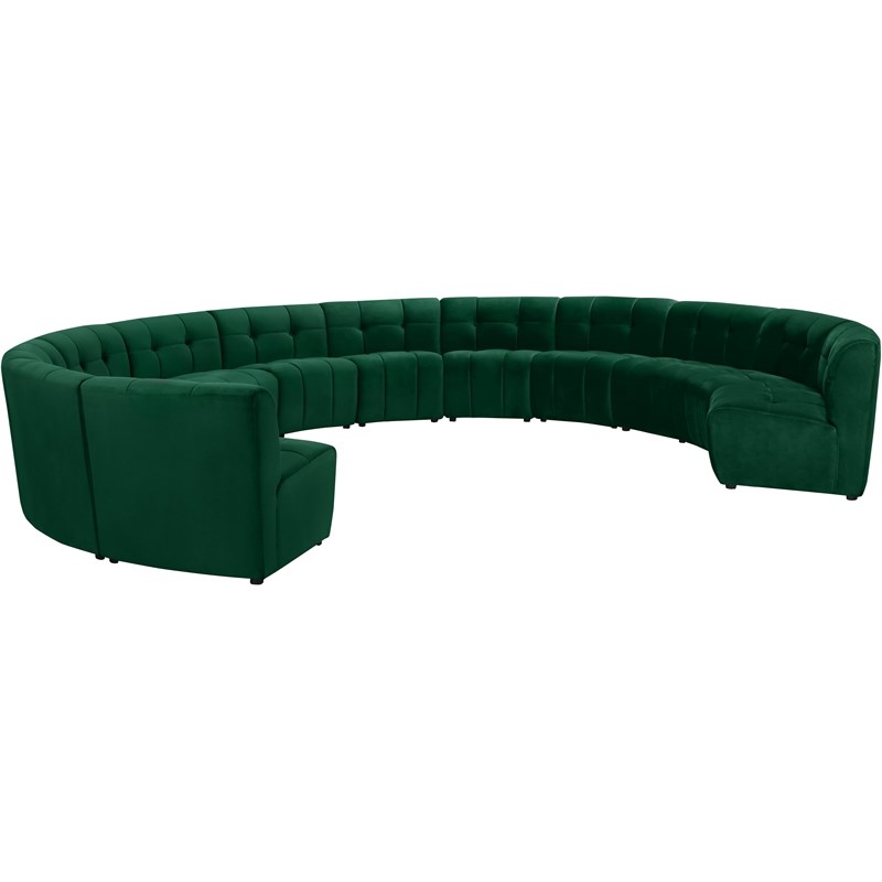 Meridian Furniture Limitless Green Velvet Modular 12 Piece Sectional
