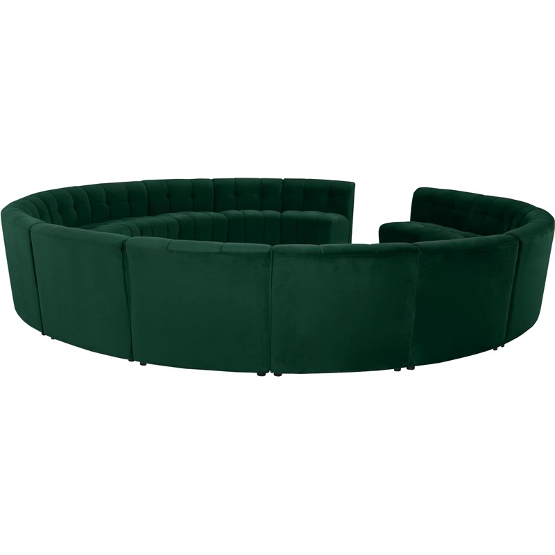 Meridian Furniture Limitless Green Velvet Modular 15 Piece Sectional