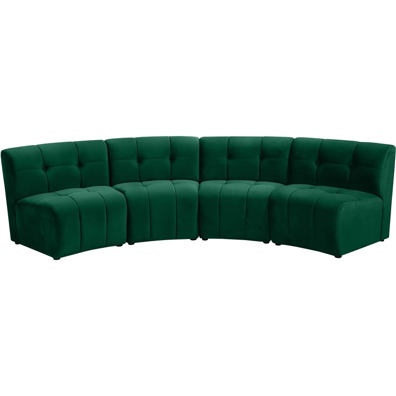 Meridian Furniture Limitless Green Velvet Modular 4 Piece Sectional