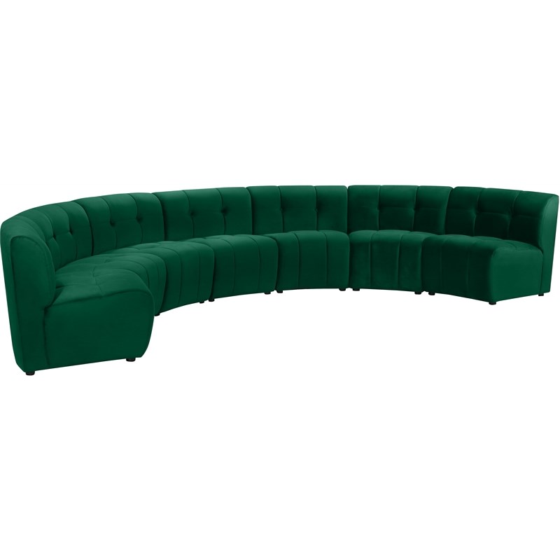 Meridian Furniture Limitless Green Velvet Modular 7 Piece Sectional