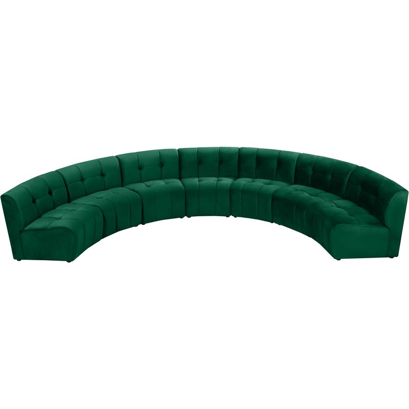 Meridian Furniture Limitless Green Velvet Modular 7 Piece Sectional