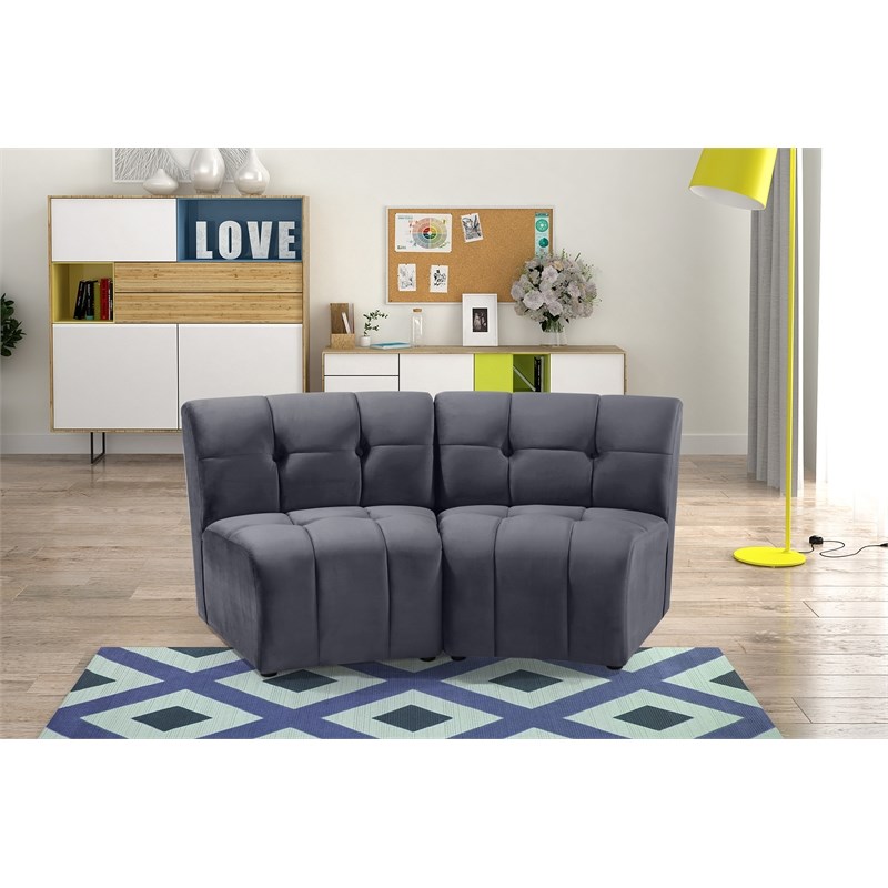 Meridian Furniture Limitless Gray Velvet Modular Loveseat