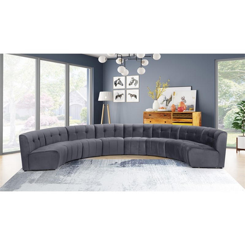 Meridian Furniture Limitless Gray Velvet Modular 8 Piece Sectional