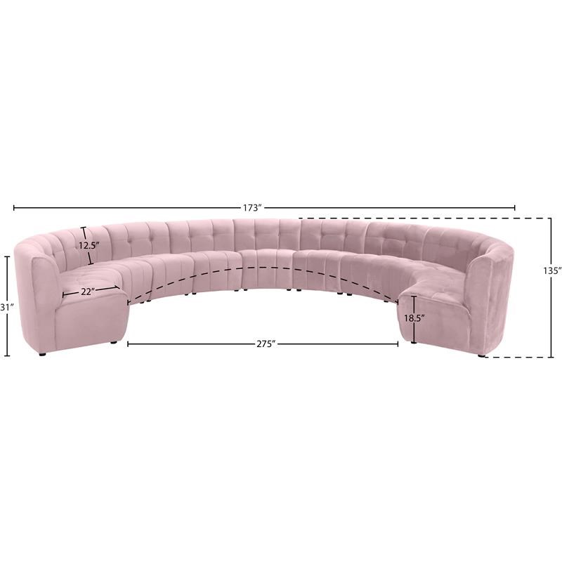 Meridian Furniture Limitless Pink Velvet Modular 11 Piece Sectional