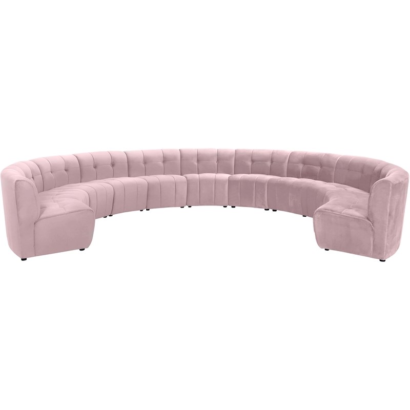 Meridian Furniture Limitless Pink Velvet Modular 11 Piece Sectional
