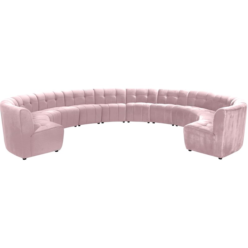 Meridian Furniture Limitless Pink Velvet Modular 12 Piece Sectional