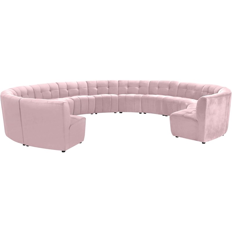 Meridian Furniture Limitless Pink Velvet Modular 13 Piece Sectional