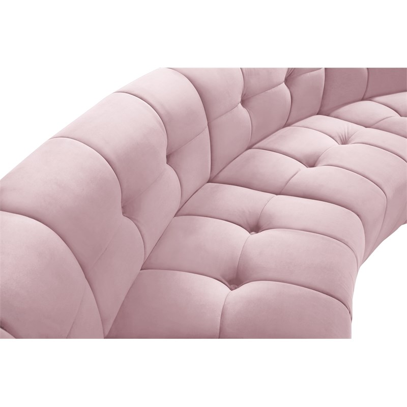Meridian Furniture Limitless Pink Velvet Modular 6 Piece Sectional