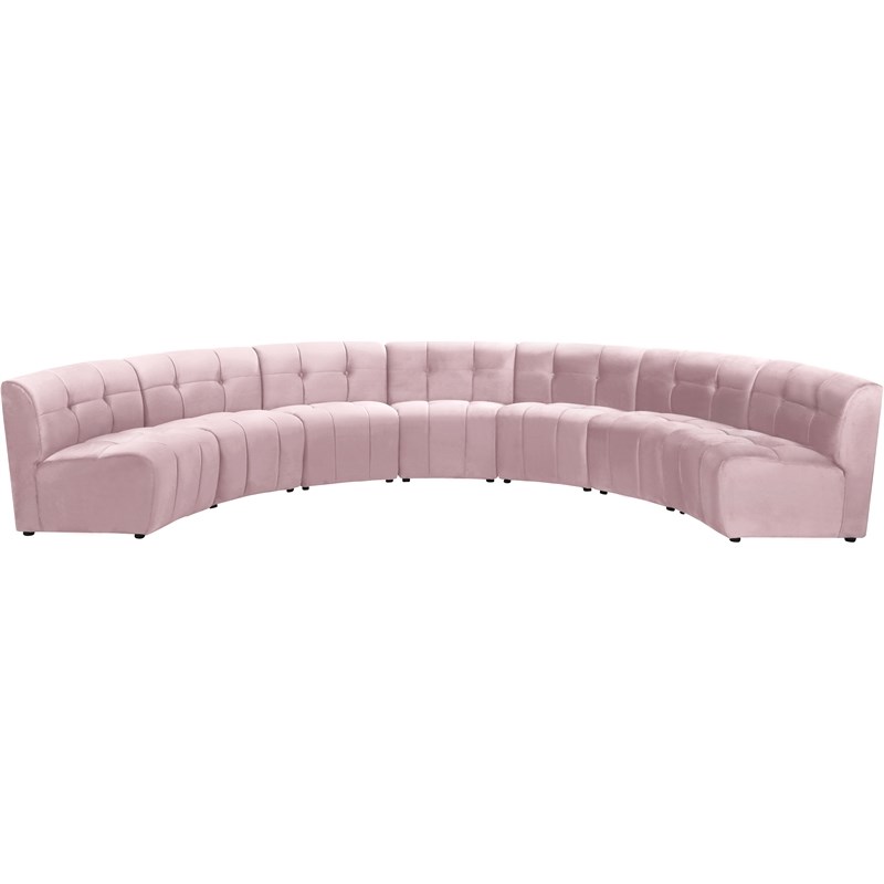 Meridian Furniture Limitless Pink Velvet Modular 7 Piece Sectional