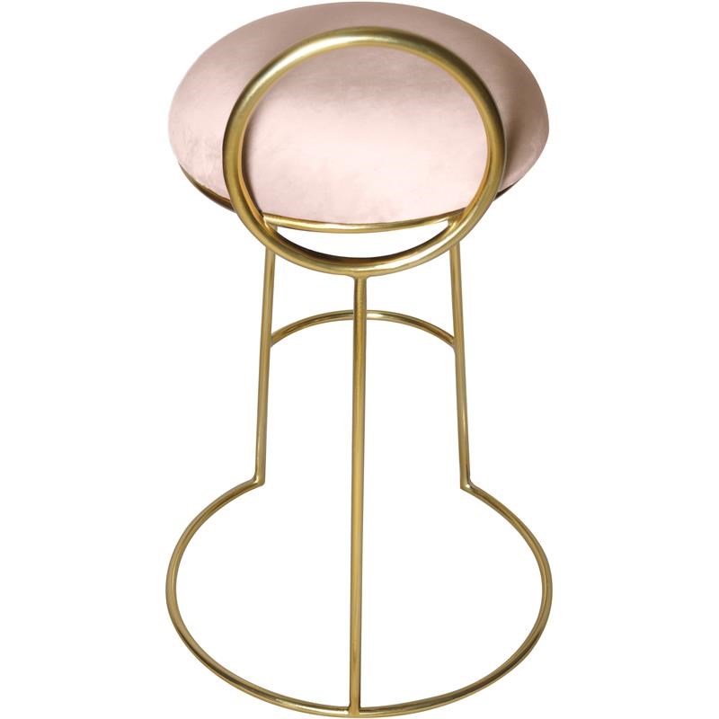 Meridian Furniture Ring Soft Pink Velvet Counter Stool in Brushed Gold Finish