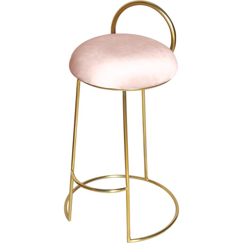 Meridian Furniture Ring Soft Pink Velvet Counter Stool in Brushed Gold Finish