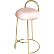 Meridian Furniture Ring Soft Pink Velvet Counter Stool in Brushed Gold Finish