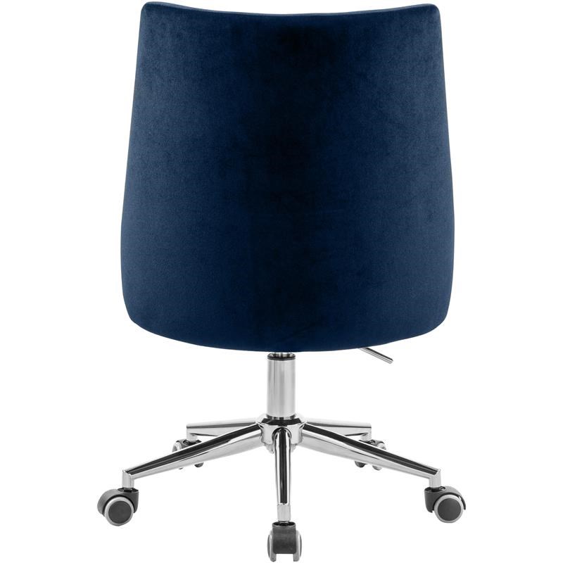 Meridian Furniture Karina Swivel Adjustable Navy Velvet and Chrome Office Chair